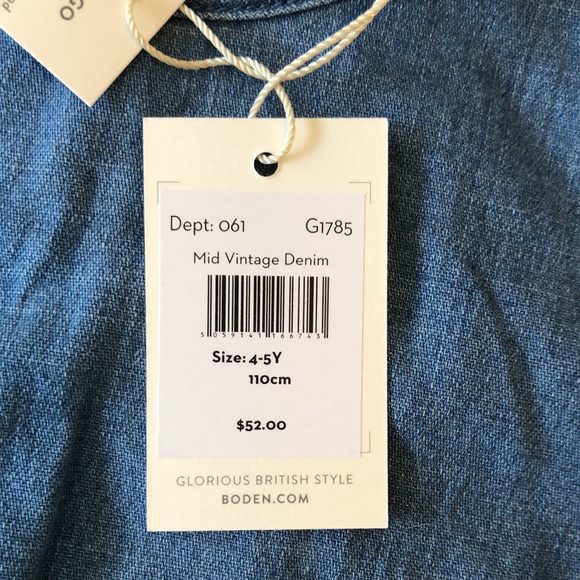 NWT Mini Boden Mid Vintage Denim Dress - 4-5Y - Picture 8 of 8